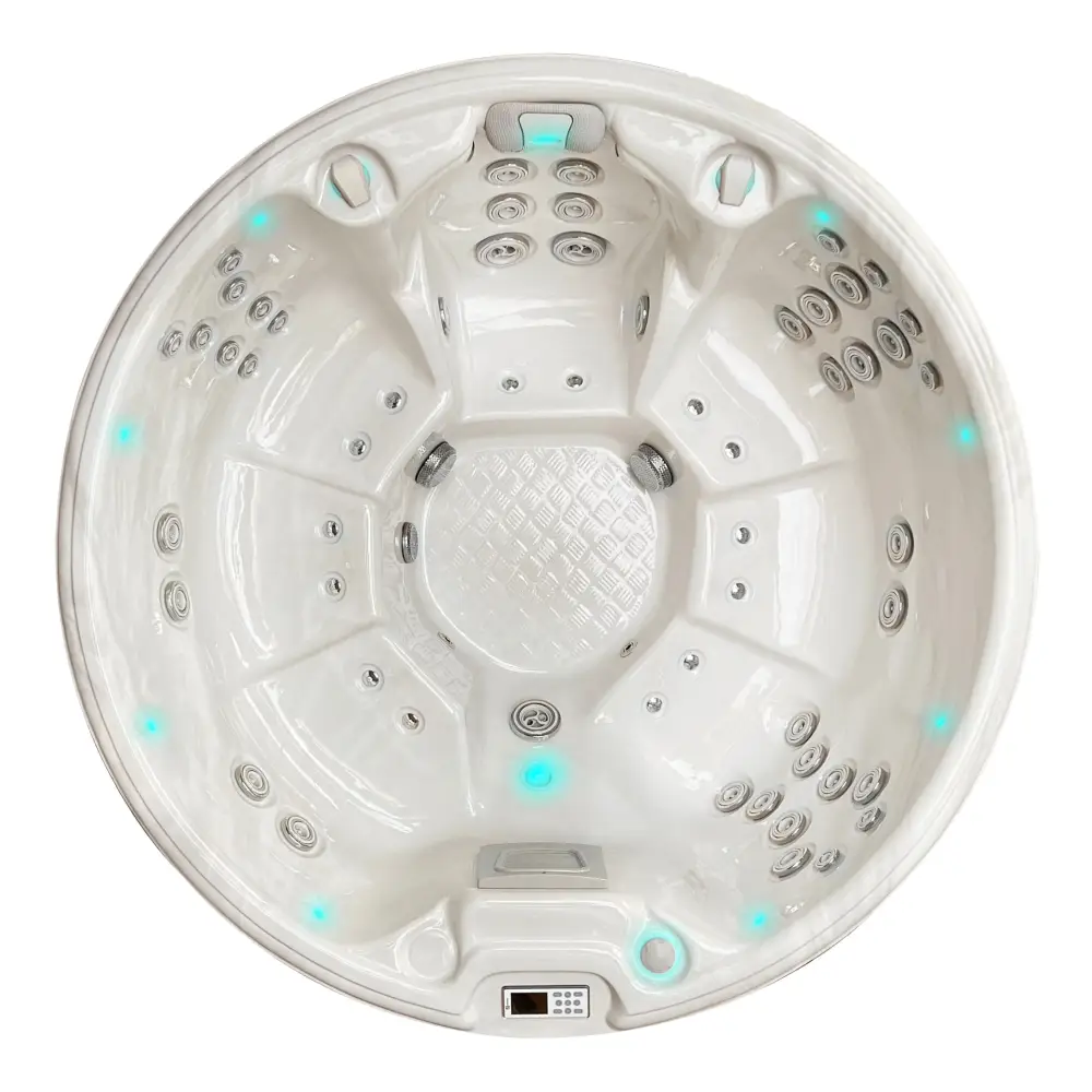 Vit PassionSpa Recharge Spabad – Pure Collection, vit med blå LED-belysning och munstycken